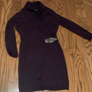 Ralph Lauren sweater dress belted purple size Large